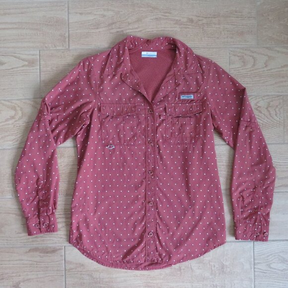 Columbia Sportswear PFG Fishing Hiking Shirt Pink Nylon Polka Dot Women's S - Picture 3 of 9